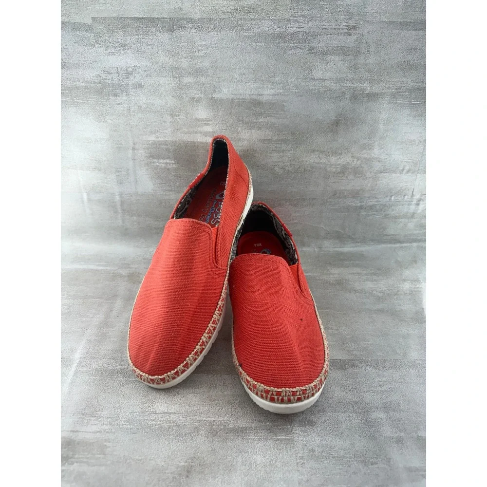 BOBS from Skechers B-Loved Women 7.5 Coral Red Slip On Espadrille Shoes 113091